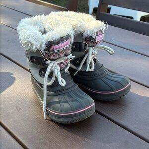 London Fog Pink and Gray Winter Boots